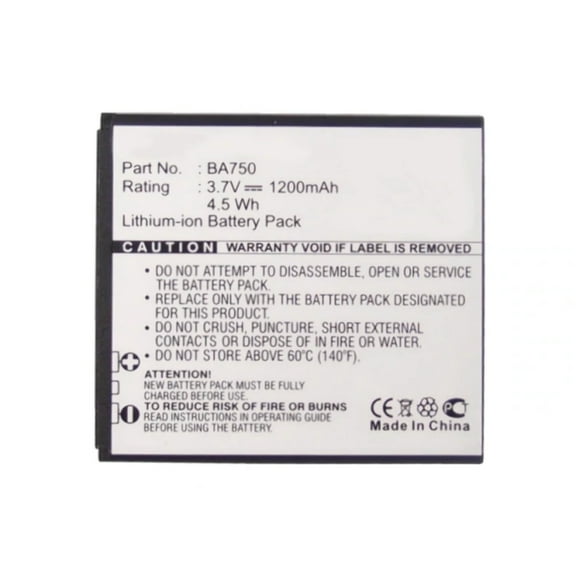 Batteries N Accessories BNA-WB-L3655 Cell Phone Battery - Li-Ion, 3.7V, 1200 mAh, Ultra High Capacity Battery - Replacement for Sony Ericsson BA750 Battery