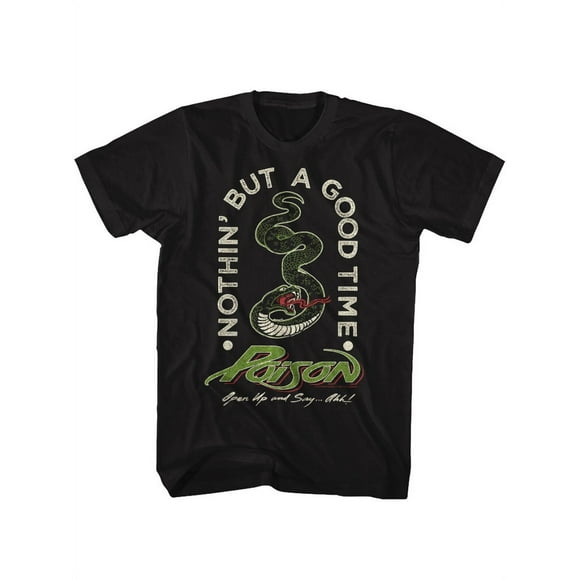 Poison 1980s American Rock Band Nothin But A Good Time Black Adult T-Shirt Tee