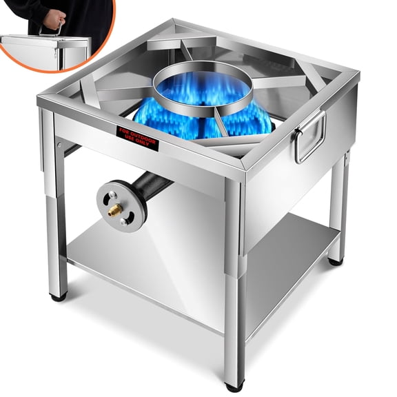 ARC  200,000 BTU Propane Burner with Foldable Legs, Heavy Duty Stainless Steel Outdoor Gas Cooker for Turkey Fry, Seafood Boil, & Homebrewing, High Pressure 20PSI Regulator & Steel Braided Hose