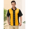 thumbnail image 2 of Camisas hawaianas manga corta botones botones a rayas playeras Amarillo negro T L, 2 of 6