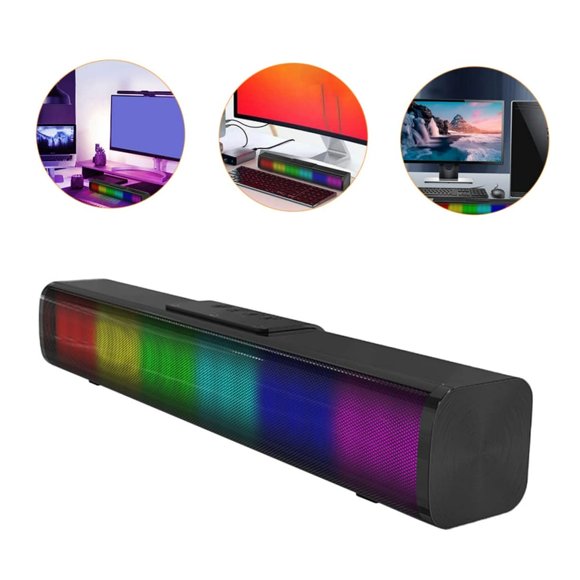 YOPTOP Sound Bars for TV Wireless Bluetooth Speaker with RGB Lights Mini Surround Soundbar Built-in Subwoofer for TV PC Phones Tablets
