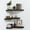 Black Painted, variant on Corner Floating Shelves Wall Mount Shelf Solid Wood for Bedroom Bathroom Room Kitchen Storage Set of 3, Rustic Brown, Invisible Brackets