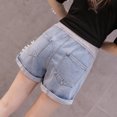 thumbnail image 4 of Penkiiy Women's Maternity Ripped Jean Shorts Summer Distressed Denim Shorts Blue for 2XL, 4 of 9