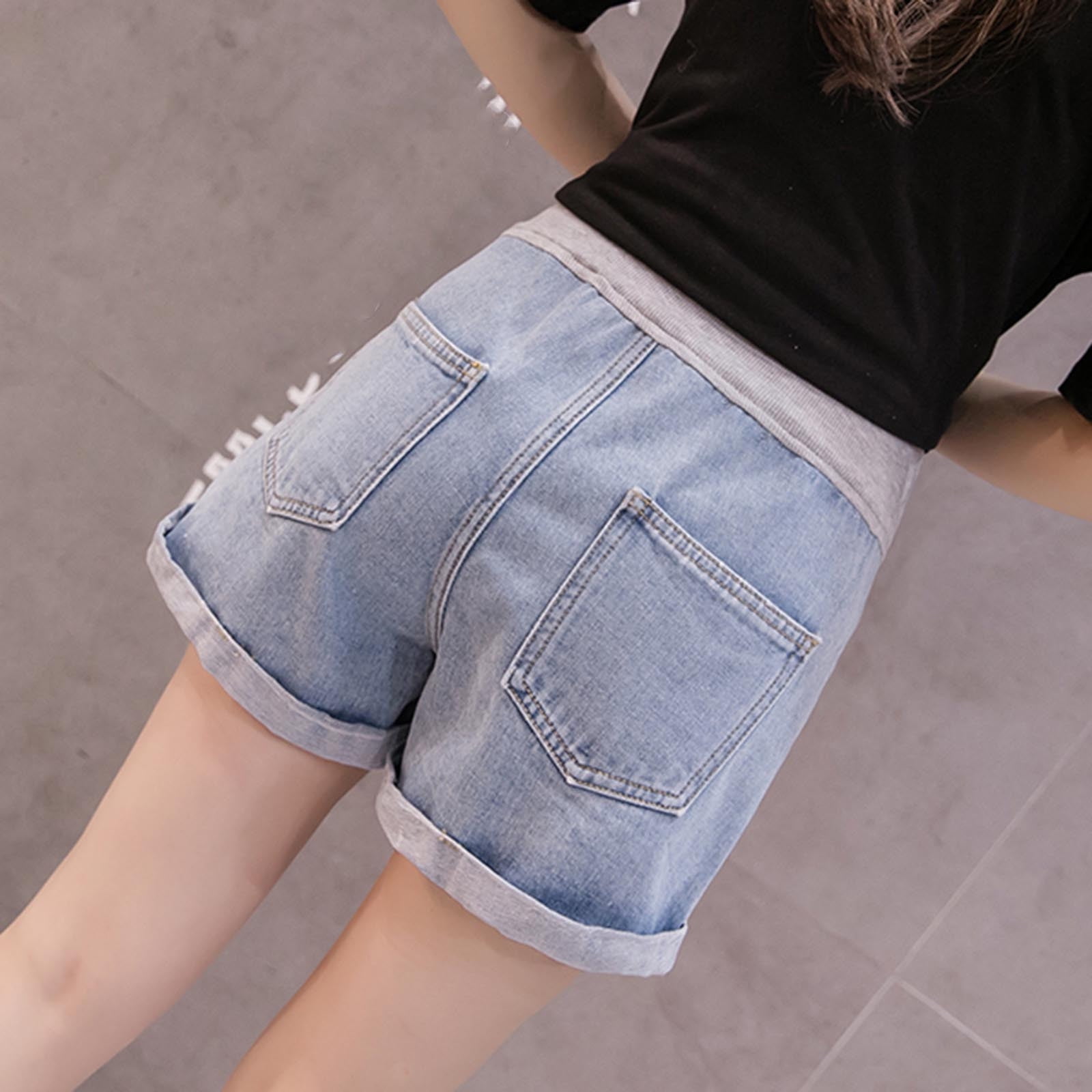 Heliisoer Femmes Shorts d Ete Trous Denim Grossesse Vetements de Maternite Walmart