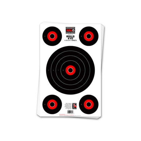 Thompson Target HALO Bullseye 10&4 Reactive Splatter Targets 12.5x19 50 Pack Black/Red Large
