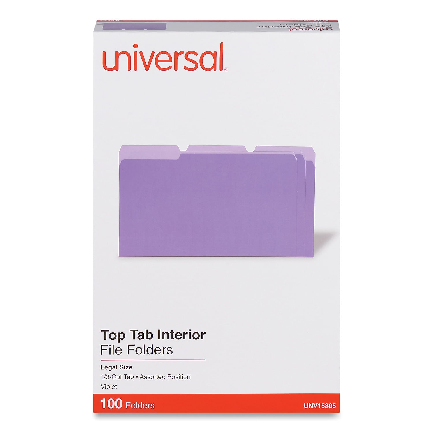 1/3-Cut Tabs, Interior File Folders - Legal Size, Violet (100/Box)