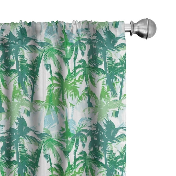 Ambesonne Palm Leaf Curtains, Exotic Fantasy Jungle, Pair of 28"x63", Forest Green Lime Green