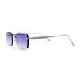 thumbnail image 3 of Rimless Narrow Rectangle Luxury Beveled Lens Dad Shade Sunglasses Silver - Purple, 3 of 4