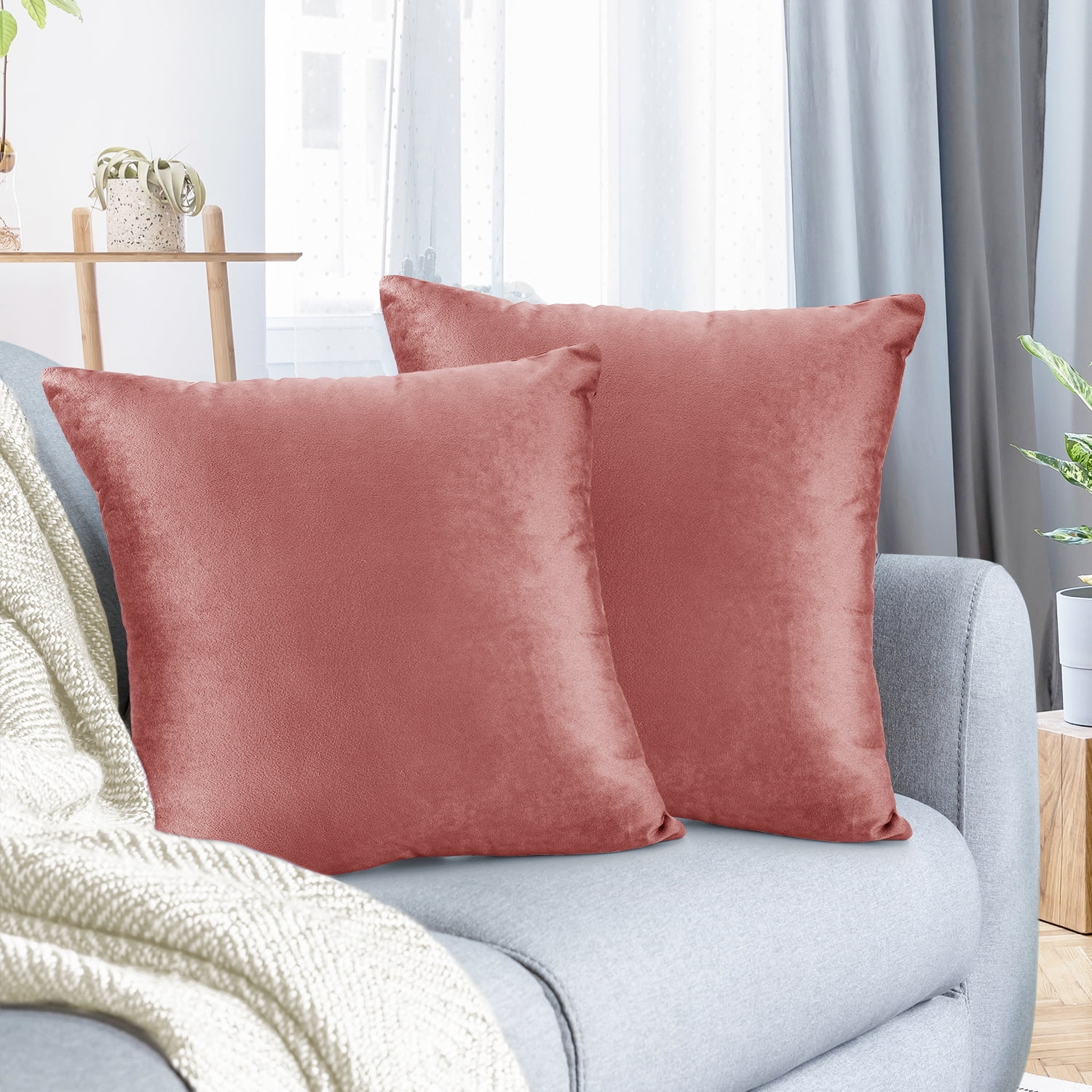 Nestl Pack Of 2 Velvet Throw Pillow Covers Decorative Soft Square Cushion Cover 22 X 22 Other 22 X 22