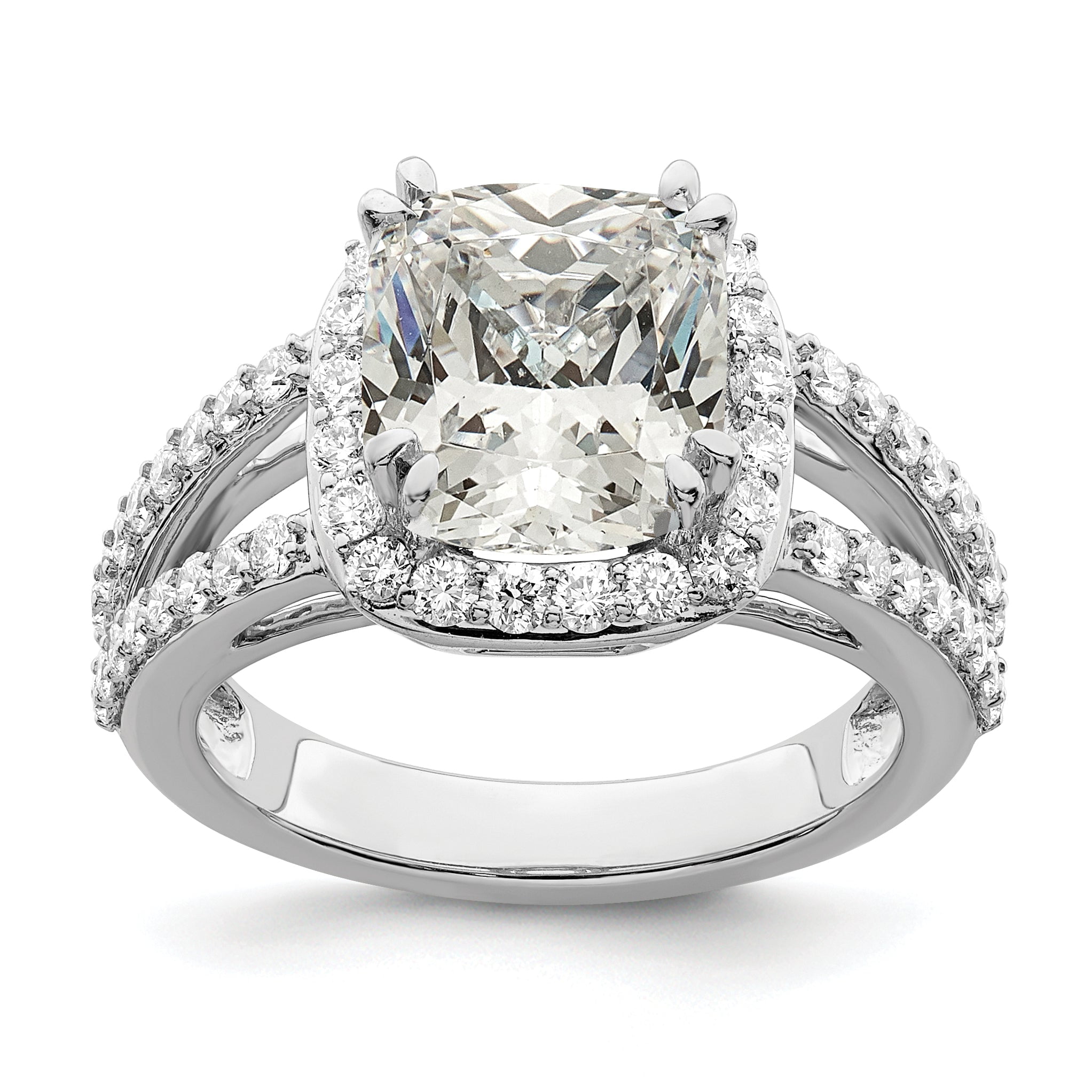 2.00Ct Cushion-Cut Diamond Halo Engagement Ring 14k White Gold Finish 