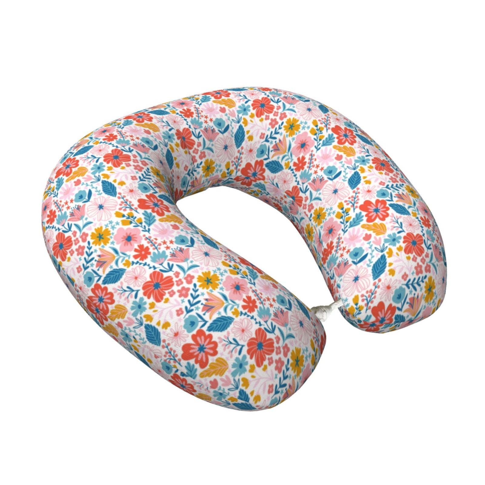 Xecao Floral Ditsy Print Memory Foam Cervical Neck Pillow Versatile U-Shaped Pillows for Home,Office,Camping,Travelling,Soft Washable Cover