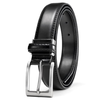 Men's Belt, Genuine Leather Dress Belts for Men with Single Prong Buckle- Classic & Fashion Design for Work Business and Casual (Black, 46in)