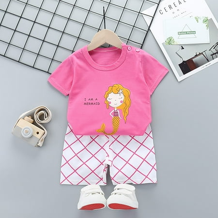 

Simplmasygenix Baby Sets Clearance Summer Outfits Toddler Kids Baby Girls Summer Bow-knot Double-strap Blouse Shorts Clothes Set
