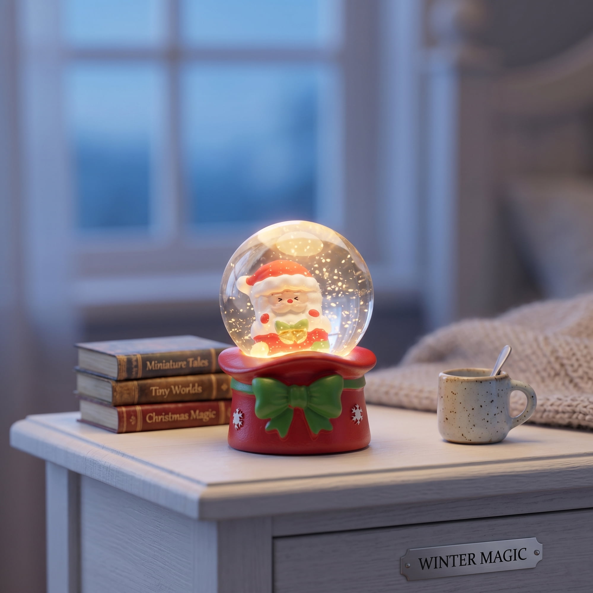 Unique Bargains Light Up Crystal Ball LED Glitter Snow Globe Red I 1.8" x 1.8" x 2.7"