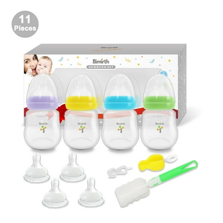 Baby Bottles for Breastfeeding Babies, Anti-Colic Bottle Gift Set, 6oz, 4 Pack, Newborn 0+ Months