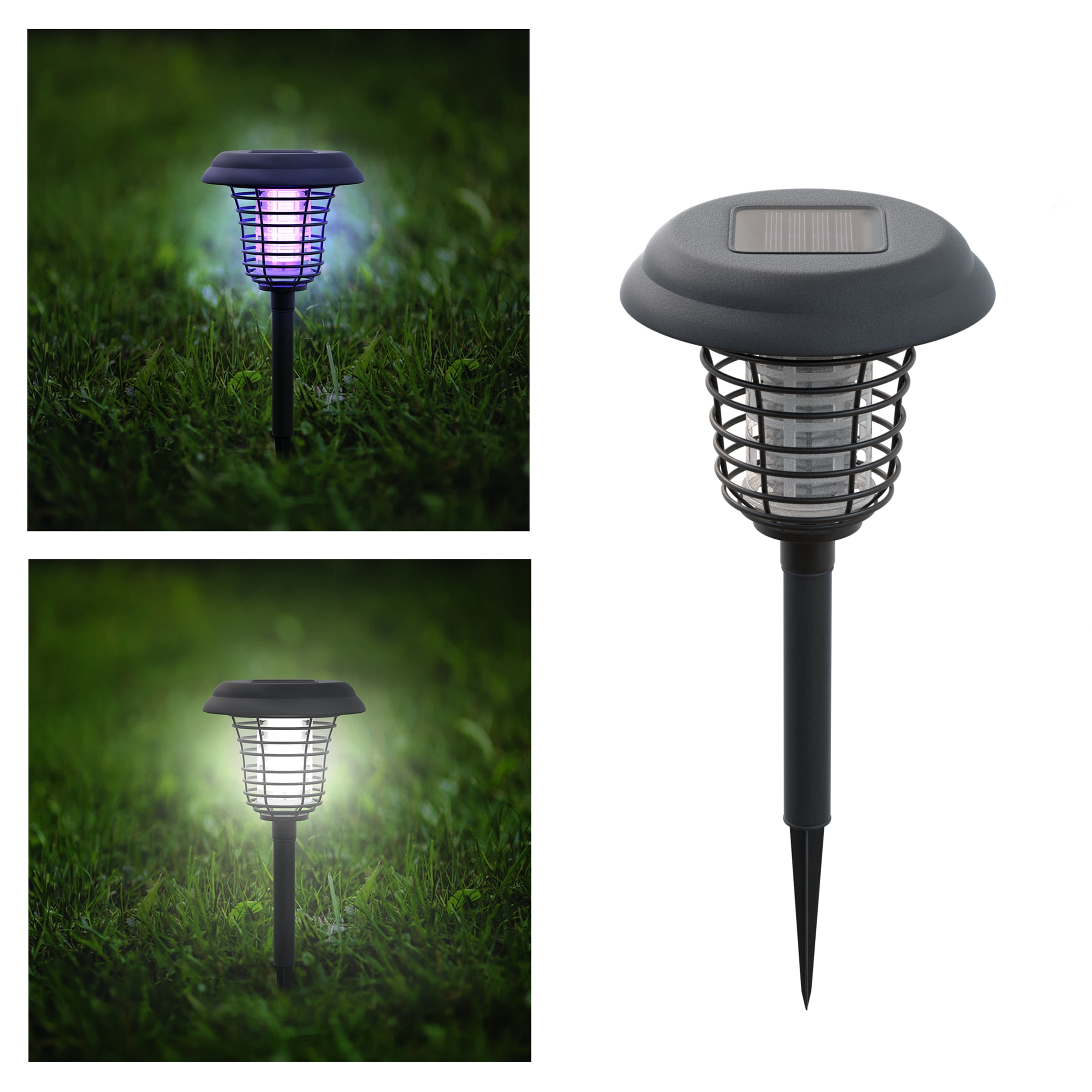 2 LED Solar Powered Outdoor Insect Zapper Anti Mosquito Light Killer Lawn Lamp 