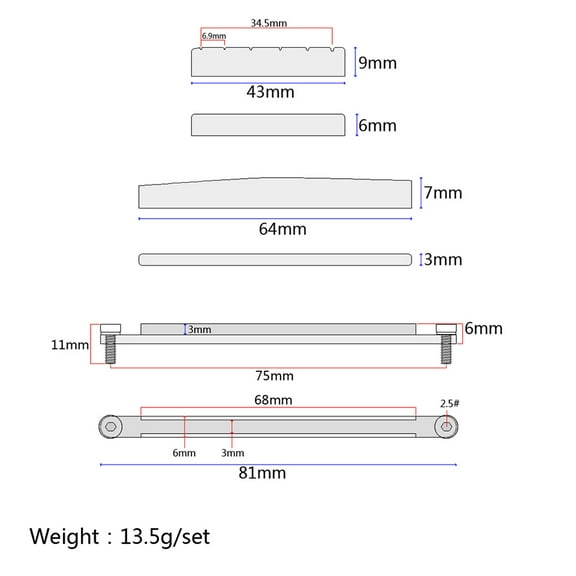 Raindrops White Pom Guitar Bone Nut and Bridge Saddle Set with for Acoustic and Electric Guitars