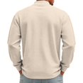 thumbnail image 7 of Qwertyu Men's Quarter Zip Up Pullover Mock Neck Long Sleeve Sweatshirt for Men Waffle Knit Casual Half Zipper Pullover Men Beige L, 7 of 7