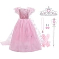 thumbnail image 1 of Girls Sequins Princess Elsa Costume Birthday Party Christmas Fancy Dress, 1 of 7