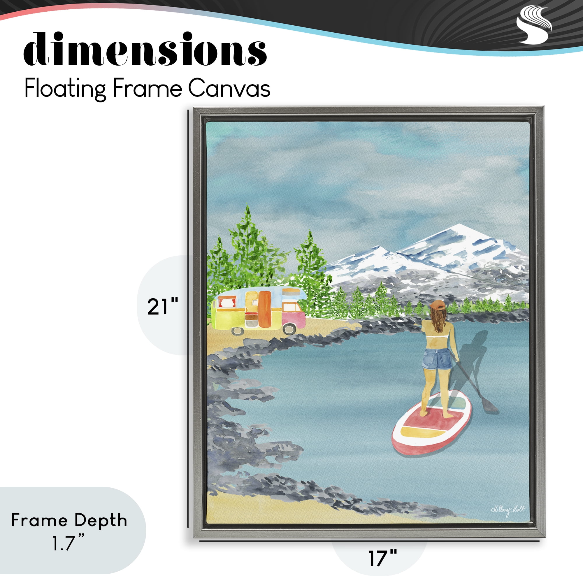 Stupell Industries Lake Tahoe Paddle Boarding Gray Framed Floater Canvas Wall Art, design by Hillary Holt