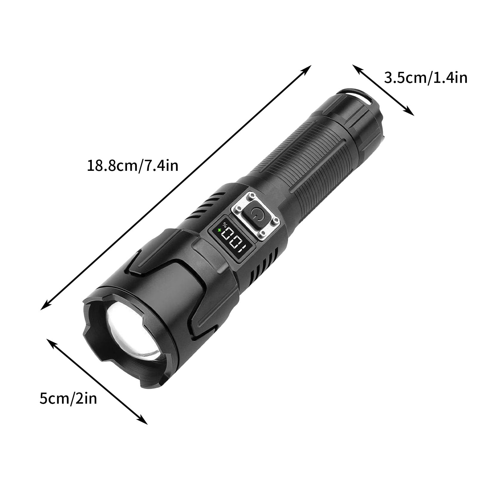 High-Power 100000 Lumens Rechargeable Flashlight with LCD Display, USB Charging, 3 Modes, Waterproof Aluminum Torch for Camping and Emergencies