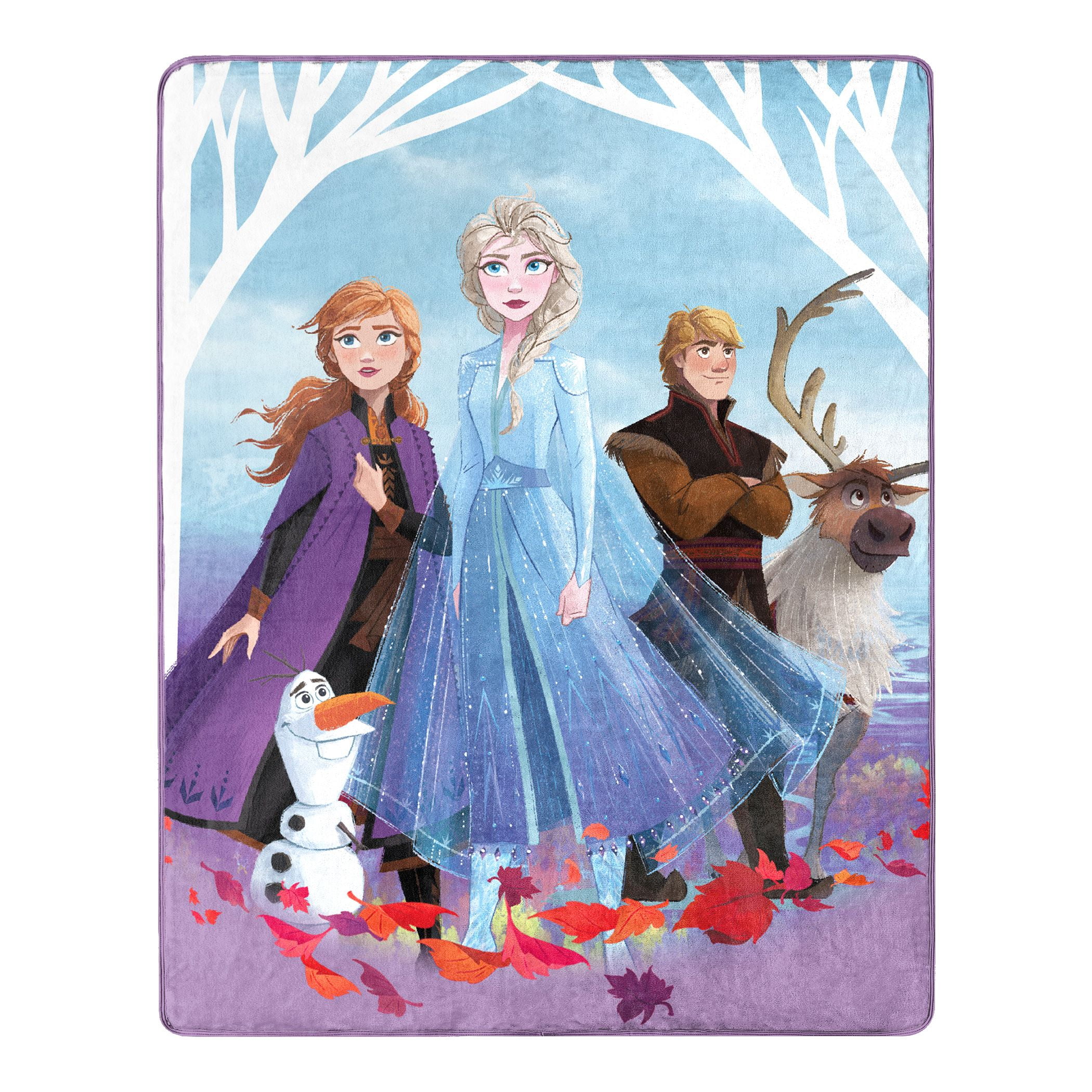 Purple Anna Elsa Kristoff and Sven Design with Matching Pillowcase Frozen 2 Disney Single Polycotton Duvet Cover Officially Licensed Reversible Two Sided Bedding Olaf