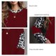 thumbnail image 5 of Blusas con estampado de leopardo para mujer, blusas elegantes informales con bloques de Color, camisetas holgadas de otoño con cuello redondo para mujer, color rojo vino L, 5 of 6
