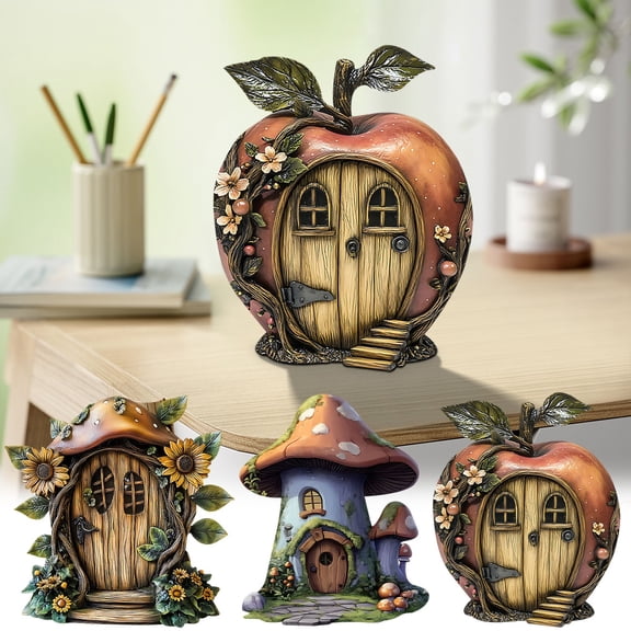 Bowayaoa Whimsical Wooden Mushroom Fairy Door Decor, Door for Home Staircase, Bedroom & Garden, Cute Handcrafted Ornament & Unique Gift