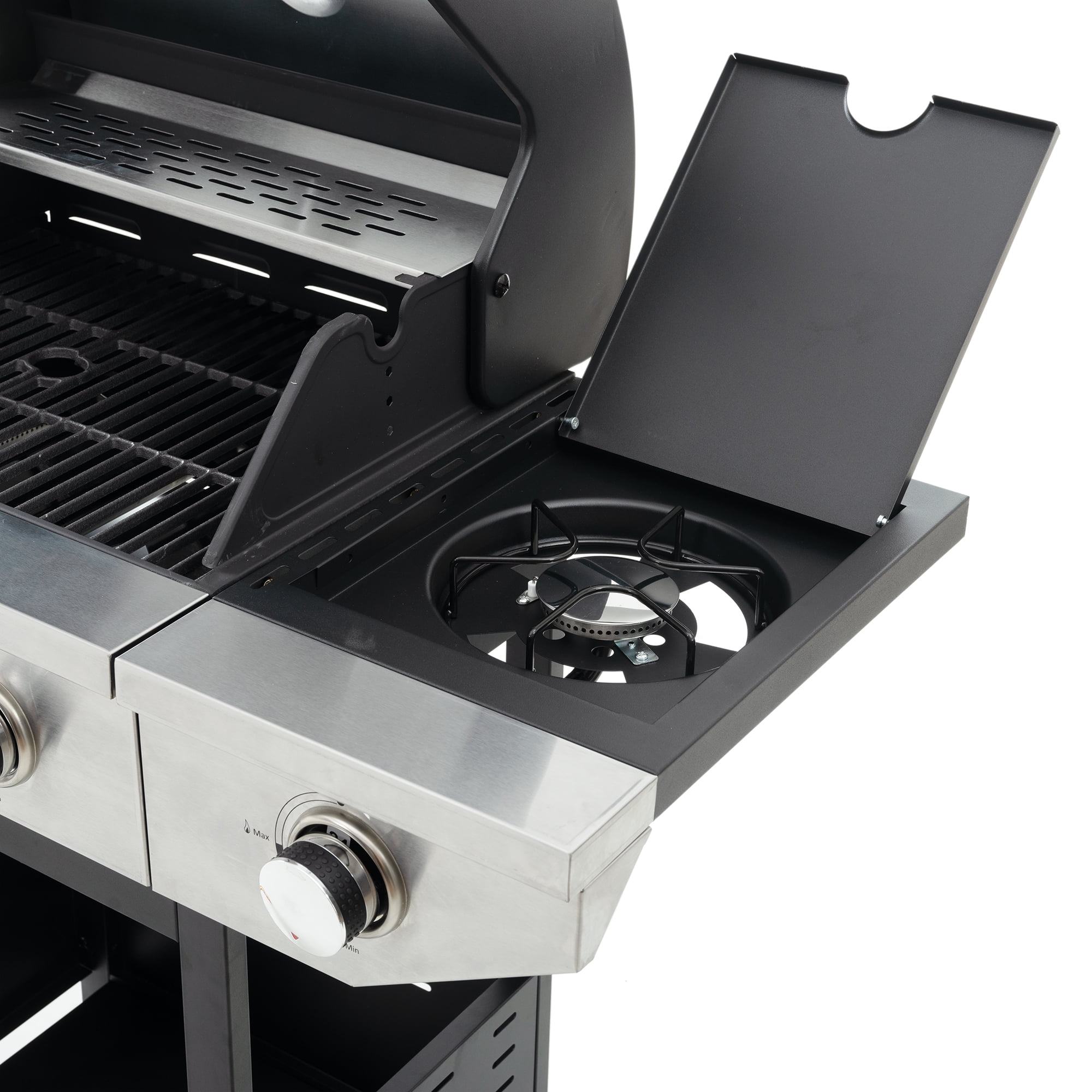Miniyam 3 Burner Propane Gas Grill with Side Burner, 37,000 BTU, Stainless Steel