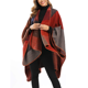 thumbnail image 4 of Capa tipo poncho tipo chal con bloques de colores para mujer, de talla grande, con abertura frontal, suéter largo de invierno, 4 of 5