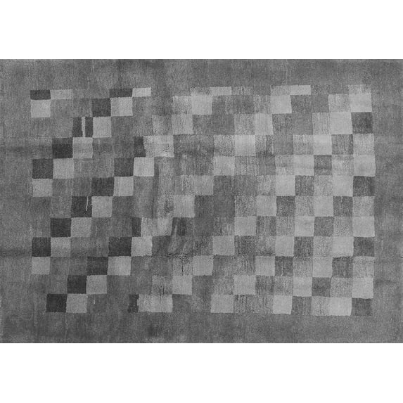 Ahgly Company Indoor Rectangle Checkered Gray Modern Area Rugs, 8' x 12'