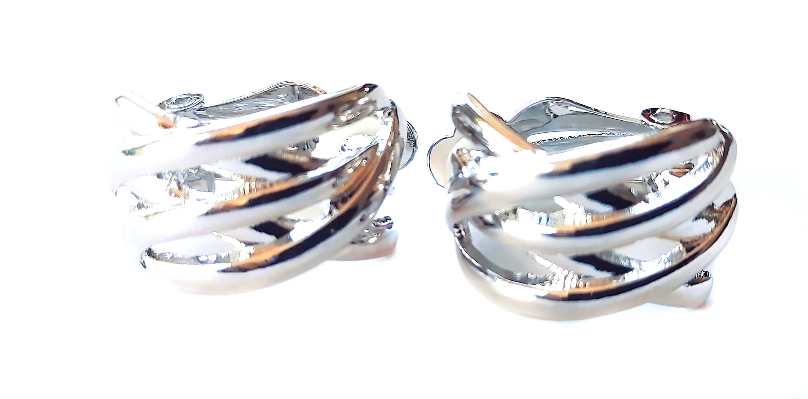 Clipon Earrings Thick Twisted Hoop Earrings 1 inch Silver Plated