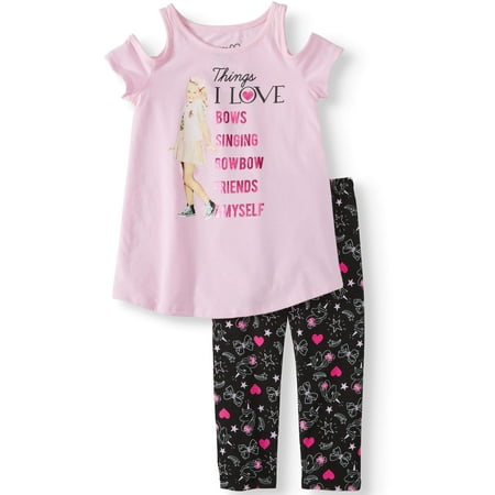 JoJo Cold Shoulder Tee and Capri Legging, 2-Piece Outfit Set (Little Girls & Big Girls)