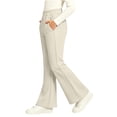 thumbnail image 5 of Spazoro Girls Flare Pants with Pockets, Flare Leg Loose Fit Elastic Waist Stretchy Solid Color Warm Casual Trousers for Daily Wear Beige Size 6, 5 of 8