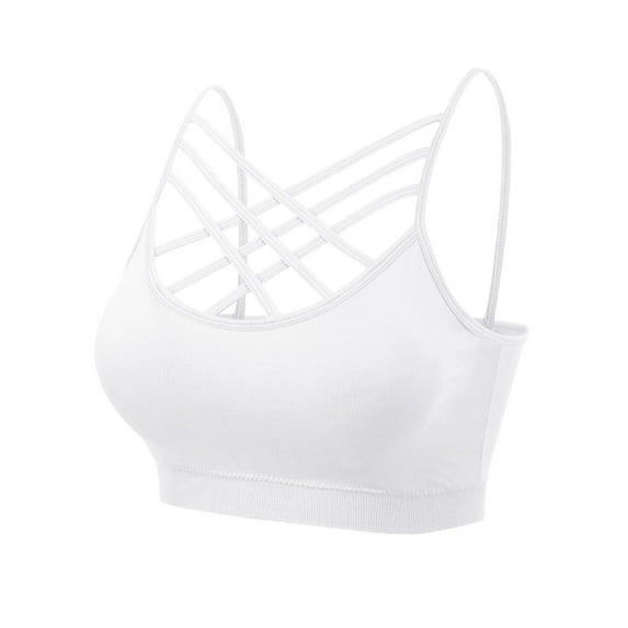 Made by Olivia Women's Front Triple Criss-Cross Bralette Seamless Sport Bra with Removable Pads