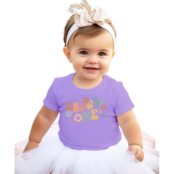 Groovy One Daisy Adorable 1st Birthday Shirt for Infant Baby Toddler Girl First Birthday Outfit Purple Shirt 12 Months