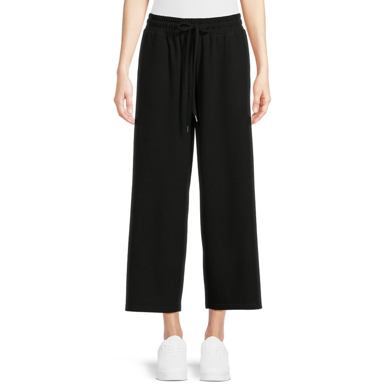 Time and Tru Women's Super Soft Hacci Cropped Wide-Leg Pants, 24” Inseam, 2- Pack, Sizes XS-XXL 