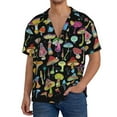 thumbnail image 7 of Lsque Bright Mushrooms print Men's Cuban Collar Short Sleeve Shirt Summer Beachwear Casual Button Down Fashionable Vacation Leisure Shirt-XX-Large, 7 of 7