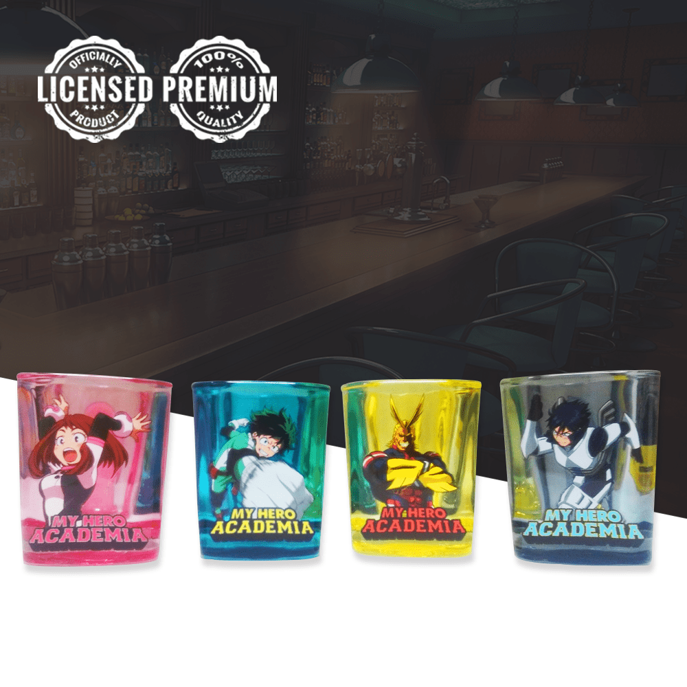 My Hero Academia Set 4 Bicchierini Shot Glass 2 Oz – Ogni Bicchiere Con Un Eroe Diverso – Just Funky - 4