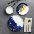 thumbnail image 4 of Thyme & Table Blue Drip 12-Piece Ceramic Dinnerware Set, 4 of 7