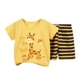 thumbnail image 2 of Tdoqot Toddler Boys Outfit Sets 2 Piece- Soft Short Sleeve Kis Summer Clothes Cute Cotton T Shirts and Shorts Yellow Size 5 T, 2 of 3