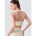 thumbnail image 6 of Women's Halter Twist Front T-Back Cropped Sports Tank Top White XL, 6 of 8