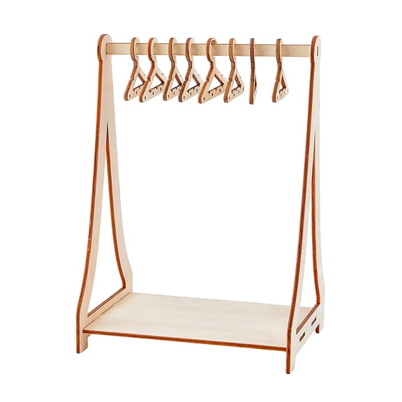 32 Holes Wood Miniature Hangers and Clothes Rack Earring Hanger Rack with 8 Mini Hangers Tabletop Jewelry Display Stand for Jewelry