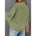thumbnail image 4 of Womens Long Sleeve Button Down Shirt Casual Solid Color V Neck Blouse Tops, 4 of 10