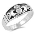 thumbnail image 1 of Oxidized Heart Claddagh Friendship Ring .925 Sterling Silver Band Jewelry Female Male Unisex Size 6, 1 of 4