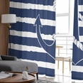 thumbnail image 4 of Navy Blue Anchor Sheer Curtains 96 Inches Long 2 Panels Set, Window Sheer Curtains for Living Room/Bedroom, Nautical White Horizontal Striped Light Filtering Rod Pocket Curtain 52'' x 96'' x 2, 4 of 7