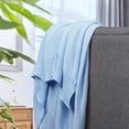 thumbnail image 4 of PiccoCasa 100% Cotton Soft Knitted Throw Solid Blanket for Couch Sofa Bedroom, Pale Blue 50"x60", 4 of 7
