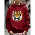 thumbnail image 3 of Boy's Casual Hoodie, Cool Tiger Print Long Sleeve Comfy Trendy Pullover Sweatshirt For Spring Fall Outdoor 5-14, 3 of 8