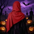 thumbnail image 6 of YOIAVAIOY Halloween Costume Women Medieval Hooded Scarf Cloak Vintage Frayed Wraps Witch Cosplay Shawl Red Free Size, 6 of 7