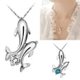 thumbnail image 5 of Huanledash Cute Silver Plated Double Dolphins Pendant Charm Chain Necklace Lady Jewelry, 5 of 7
